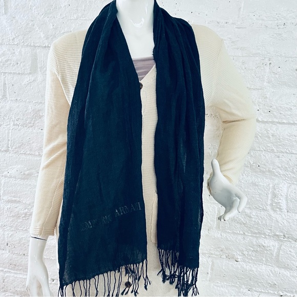 Emporio Armani laine Unisex scarf dark gray - Picture 6 of 7